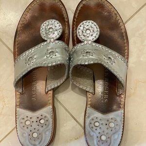 Pewter grey leather sandals